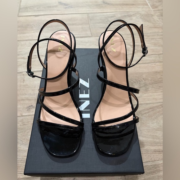 Inez Shoes - INEZ Sofia Black Patent Sandal – Size 9B – New w/ Box & Dust Bag